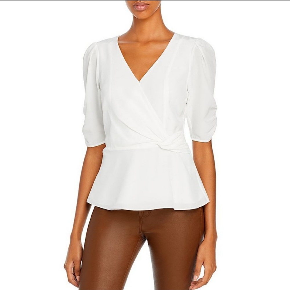 NWT Parker Juniper Silk Surplice Blouse in Ivory